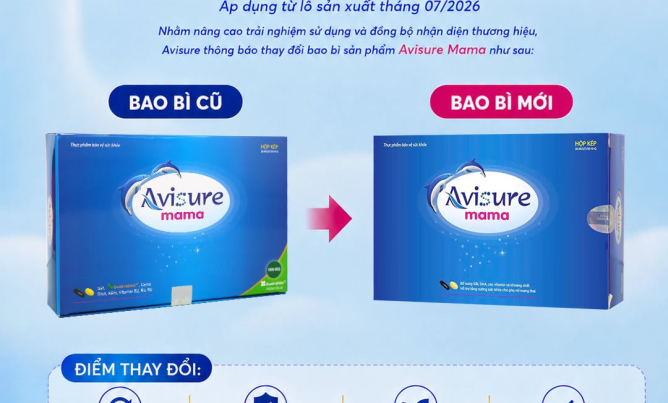 Thông báo thay đổi bao bì sản phẩm Avisure Mama từ tháng 07/2026 